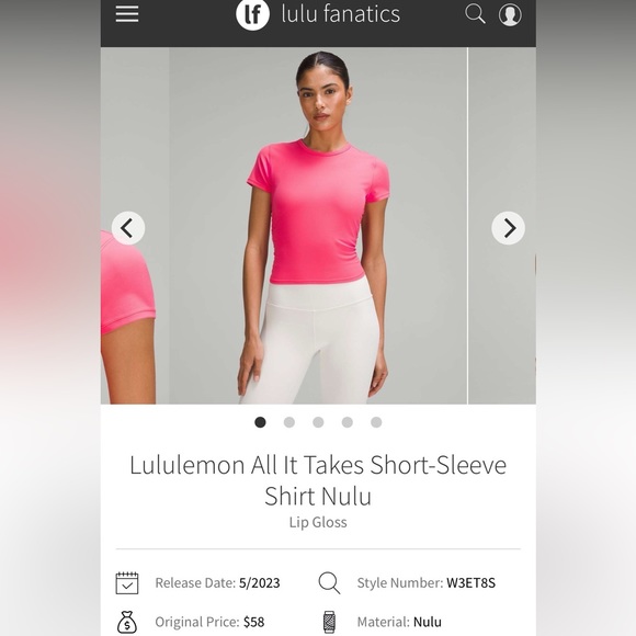 ❤️SOLD❤️Lululemon All It Takes Short Sleeve Shirt Nulu in Lip Gloss Colour - Picture 8 of 9